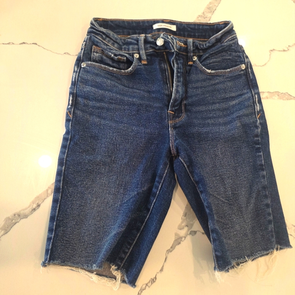 Good American Dark Blue Denim Shorts Sz 25